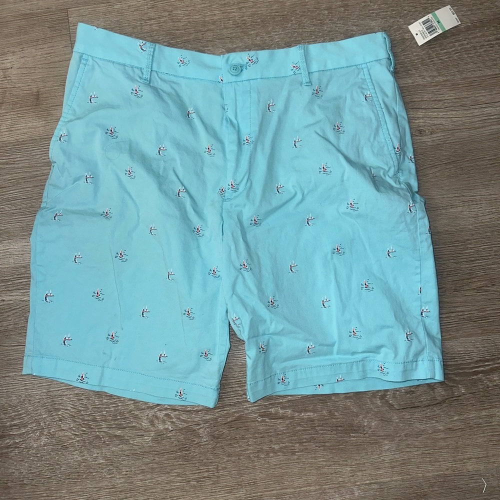 Light Blue Sailboat Patterned Shorts